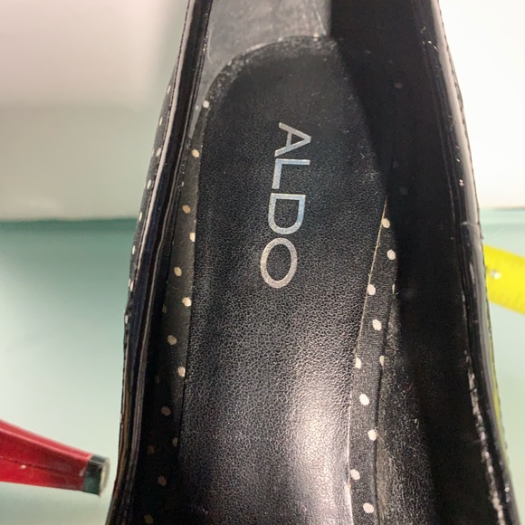 Aldo blAck and white polka dot open toe shoes - Picture 9 of 12